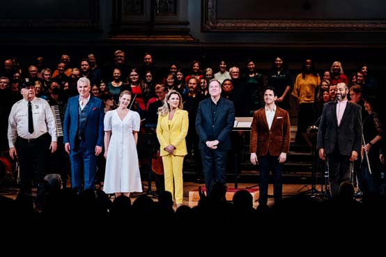 (left to right) Michael Mulheren, Douglas Sills, Elizabeth Stanley, Vanessa Williams, Ted Sperling, Santino Fontana & Eddie Cooper - photo by Nina Westervelt