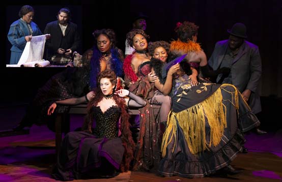 Krysty Swann (center) & company - photo by T. Charles Erickson, inset Kearstin Piper Brown & Arnold Livingston Geis - photo by Julieta Cervantes